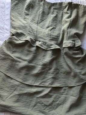 Sage Green Strapless Tube Tiered Ruffle Mini Dress